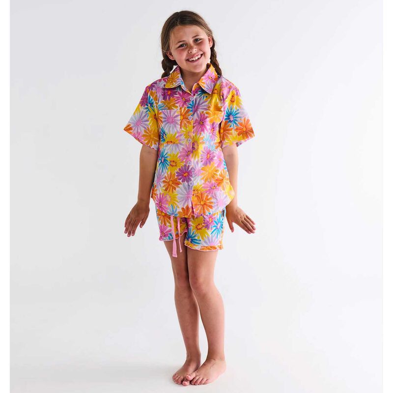 Kip&Co Petal Power Organic Cotton Short Sleeve Shirt & Short PJ Set image number 1